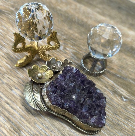 Swarovski Crystal With Fish Stand & One In Steel Snd Amethyst Crystal In Silver - Picture 1 of 4